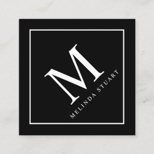 Monogram zwart-wit vierkante visitekaartje