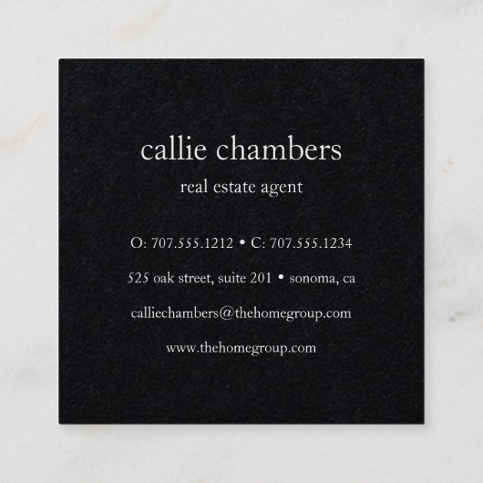 Monogram zwart-wit vierkante visitekaartje (Achterkant)