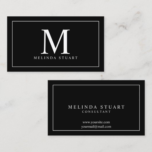 Monogram zwart-wit visitekaartje (Voorkant / Achterkant)