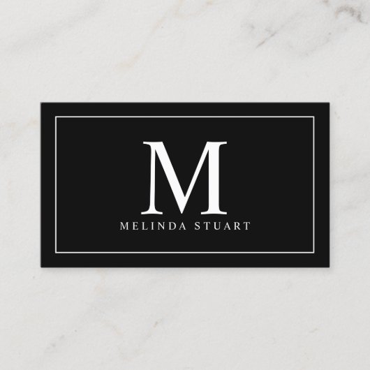 Monogram zwart-wit visitekaartje (Voorkant)