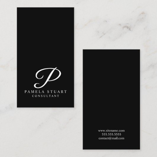 Monogram zwart-wit visitekaartje (Voorkant / Achterkant)