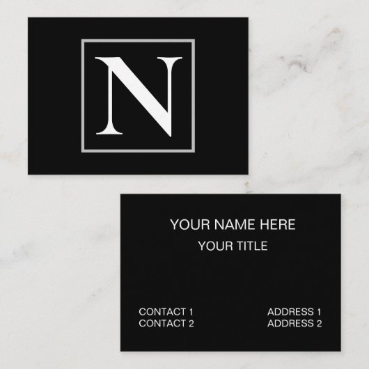 Monogram zwart-wit visitekaartje (Voorkant / Achterkant)