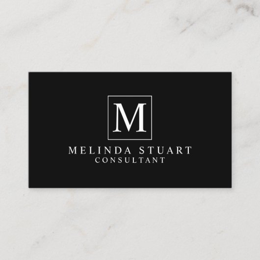 Monogram zwart-wit visitekaartje (Voorkant)