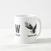 Monogram Zwart Wit Vogel Illustratie Eagle Mok (Voorkant rechts)