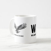 Monogram Zwart Wit Vogel Illustratie Eagle Mok (Voorkant links)
