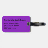 Monogram Zwart Wit Volleybal Ballen, Paarse Bagagelabel (Achterkant horizontaal)