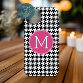 Monogram zwart wit, warm roze, troebel patroonmono Case-Mate iPhone case