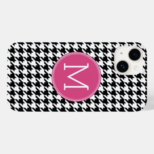 Monogram zwart wit, warm roze, troebel patroonmono Case-Mate iPhone case (Achterkant (horizontaal))