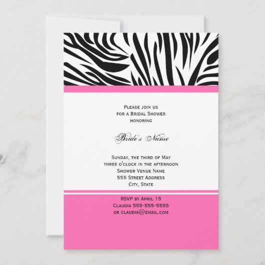 Monogram zwart-wit Zebra Afdrukken en warm roze Kaart (Voorkant)