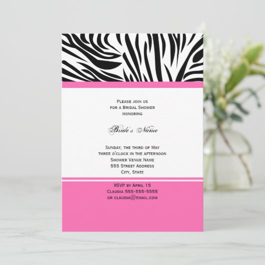 Monogram zwart-wit Zebra Afdrukken en warm roze Kaart (Staand voorkant)