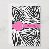 Monogram zwart-wit Zebra Afdrukken en warm roze Kaart (Achterkant)