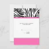 Monogram zwart-wit Zebra Afdrukken en warm roze RSVP Kaartje (Voorkant)