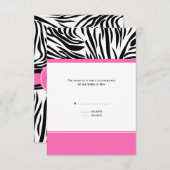 Monogram zwart-wit Zebra Afdrukken en warm roze RSVP Kaartje (Voorkant / Achterkant)