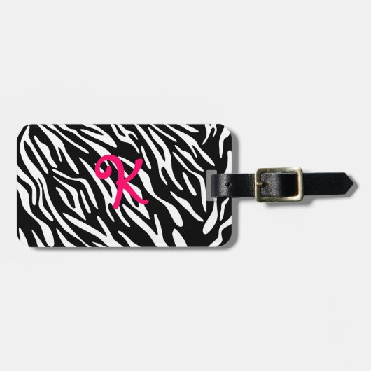 Monogram zwart-wit Zebra Stripe Bagagelabel (Voorkant horizontaal)