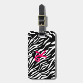 Monogram zwart-wit Zebra Stripe Bagagelabel (Voorkant verticaal)