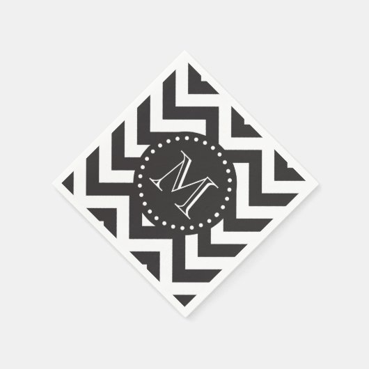 Monogram zwart-wit Zigzag Chevron Servet (Hoek)