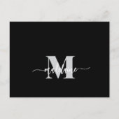 Monogram Zwart Wit Zilver Kleur Persoonlijk Briefkaart (Voorkant)