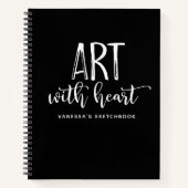 Monogram Zwart witboek Artiest Sketchbook Notitieboek (Voorkant)