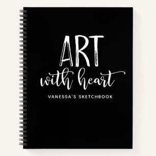 Monogram Zwart witboek Artiest Sketchbook Notitieboek