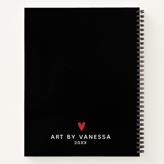 Monogram Zwart witboek Artiest Sketchbook Notitieboek (Achterkant)