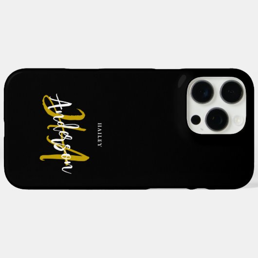 Monogram zwart-witscript Case-Mate iPhone case (Achterkant (horizontaal))