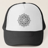 Monogram zwart-witte floramandalmonogram trucker pet (Voorkant)
