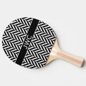 Monogram Zwart Witte Heringbot Ping Pong Bat Tafeltennisbatje (Zijkant)