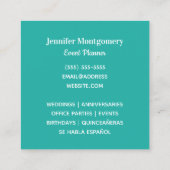 Monogram zwart-witte streep Turquoise Vierkante Visitekaartje (Achterkant)