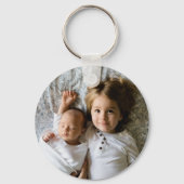 Monogram zwart-witte strepen met foto sleutelhanger (Achterkant)