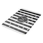 Monogram zwart-witte strepen Modern Heart Pattern Badmat (Gekanteld)