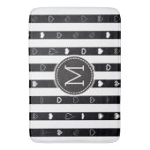 Monogram zwart-witte strepen Modern Heart Pattern Badmat (Voorkant Verticaal)