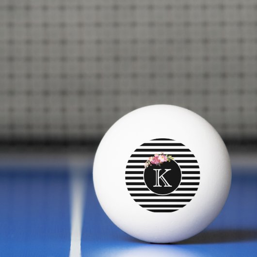 Monogram Zwart & Witte Strepen Pingpongbal (Net)