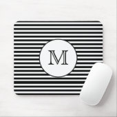 Monogram zwart-witte strepen, speciaal gepersonali muismat (Met muis)