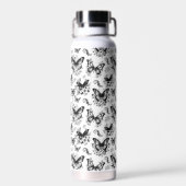 Monogram Zwart Witte Vlinder Patroon Waterfles (Achterkant)