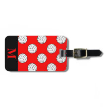 Monogram zwart witte volleybal ballen, rood