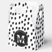 Monogram zwart-witte Waterverf penseelstreek Bedankdoosjes (Geopend)