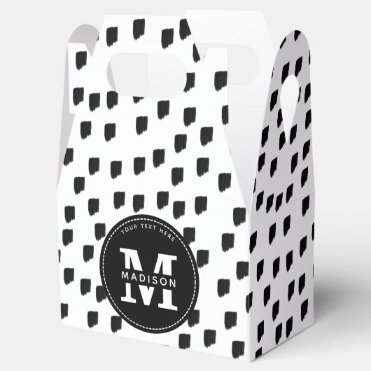 Monogram zwart-witte Waterverf penseelstreek Bedankdoosjes (Geopend)