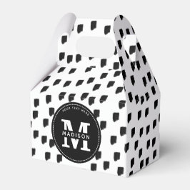 Monogram zwart-witte Waterverf penseelstreek Bedankdoosjes