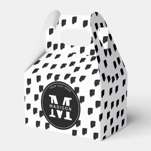 Monogram zwart-witte Waterverf penseelstreek Bedankdoosjes (Voorkant Zijde)