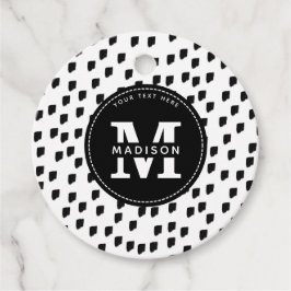 Monogram zwart-witte Waterverf penseelstreek Bedankjes Labels