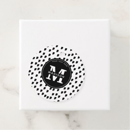 Monogram zwart-witte Waterverf penseelstreek Bedankjes Labels (In situ)