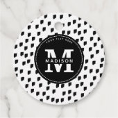 Monogram zwart-witte Waterverf penseelstreek Bedankjes Labels (Voorkant)