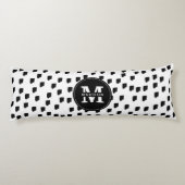 Monogram zwart-witte Waterverf penseelstreek Lichaamskussen (Achterkant)