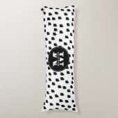 Monogram zwart-witte Waterverf penseelstreek Lichaamskussen (Voorkant Verticaal)