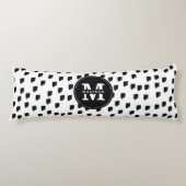 Monogram zwart-witte Waterverf penseelstreek Lichaamskussen (Voorkant)