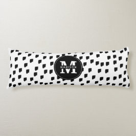 Monogram zwart-witte Waterverf penseelstreek Lichaamskussen