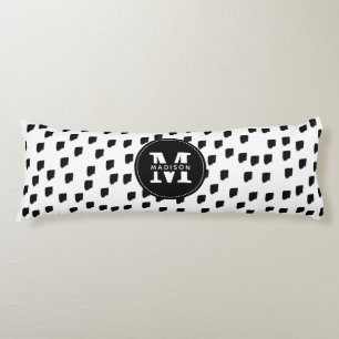 Monogram zwart-witte Waterverf penseelstreek Lichaamskussen