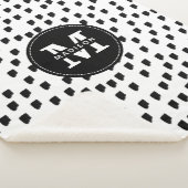 Monogram zwart-witte Waterverf penseelstreek Sherpa Deken (3/4)