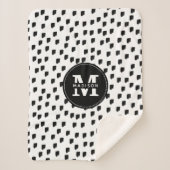 Monogram zwart-witte Waterverf penseelstreek Sherpa Deken (Voorkant)
