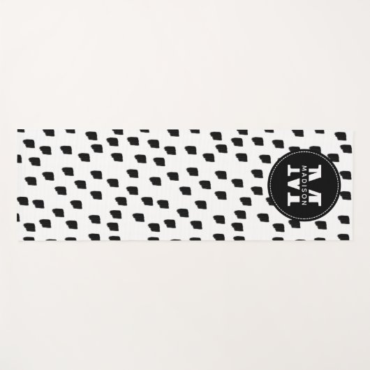 Monogram zwart-witte Waterverf penseelstreek Yogamat (Voorkant (horizontaal))